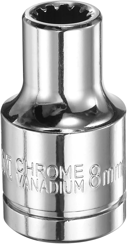 Soquete estriado de 8 mm com encaixe quadrado de 12,7 mm (1/2 pol.) HARFINGTON em aço cromo-vanádio