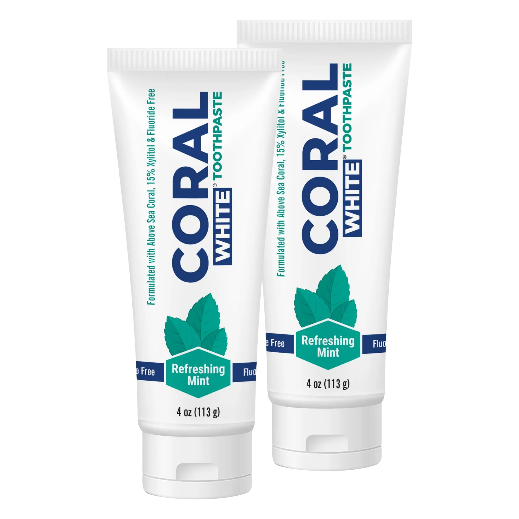 Coral White - Coral White Mint Toothpaste Natural Fluoride SLS Free Coral Calcium Remineralizing Toothpaste 4 Ounce (2 Pack)