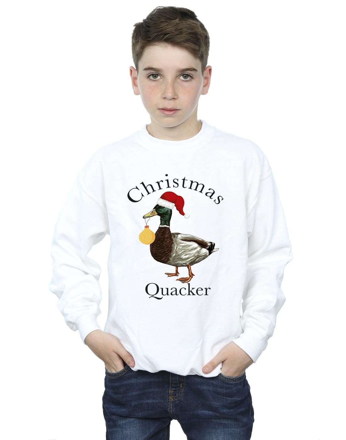 Absolute Cult Christmas Boys Quacker Duck Sweatshirt White 9-11 Years
