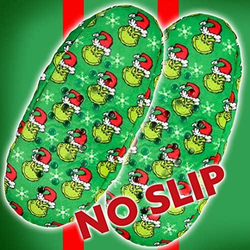 Bioworld Dr. Seuss The Grinch That Stole Christmas Slippers Santa Grinch Slipper Socks with No-Slip Sole For Women Men (Small) | Image 4