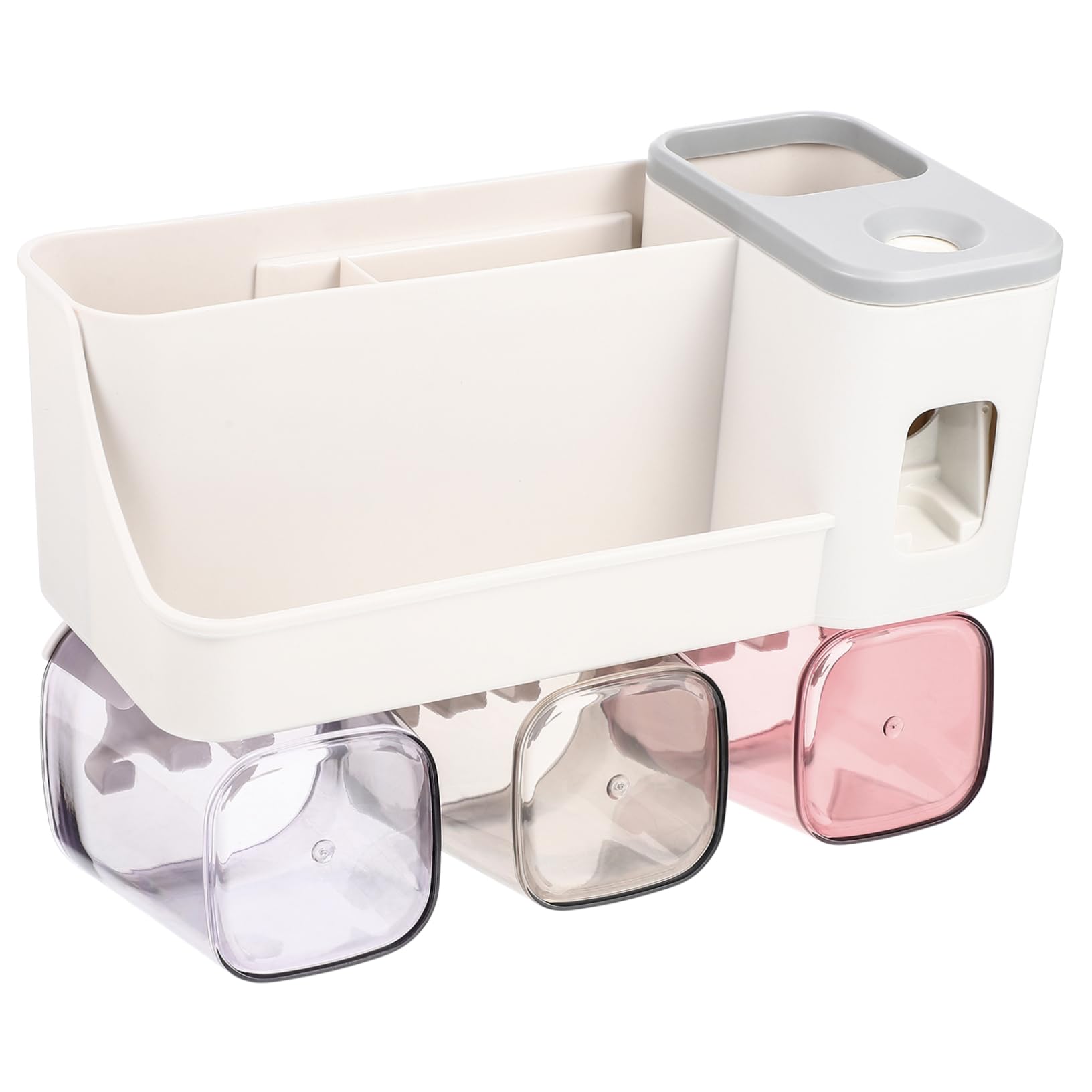 WOONEKY Porta Spazzolini da Parete in Plastica, senza Foratura, Bicchiere, per Bagno e Toilette, per Spazzolini Adulti ed Elettrici