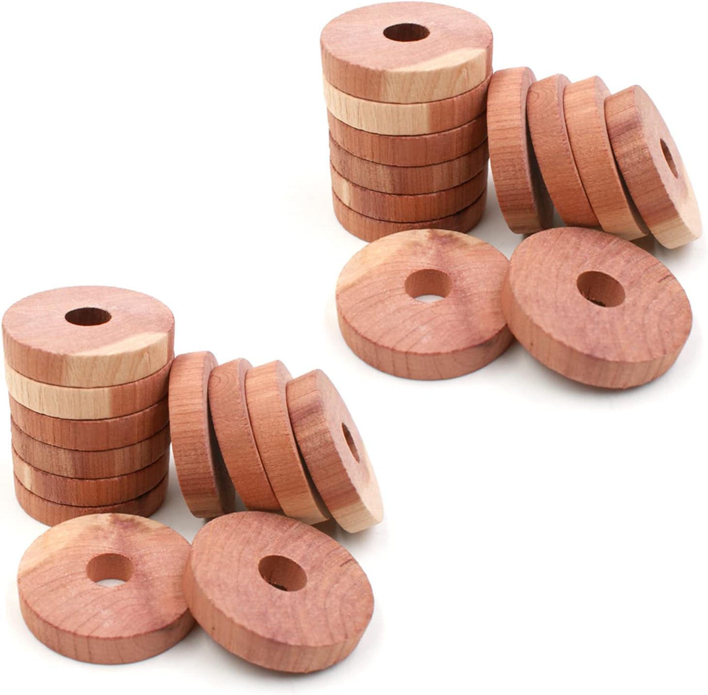 BEIIEB 24 Pcs Wardrobe Cedar Wood Moth Ring, Natural and Sustainable