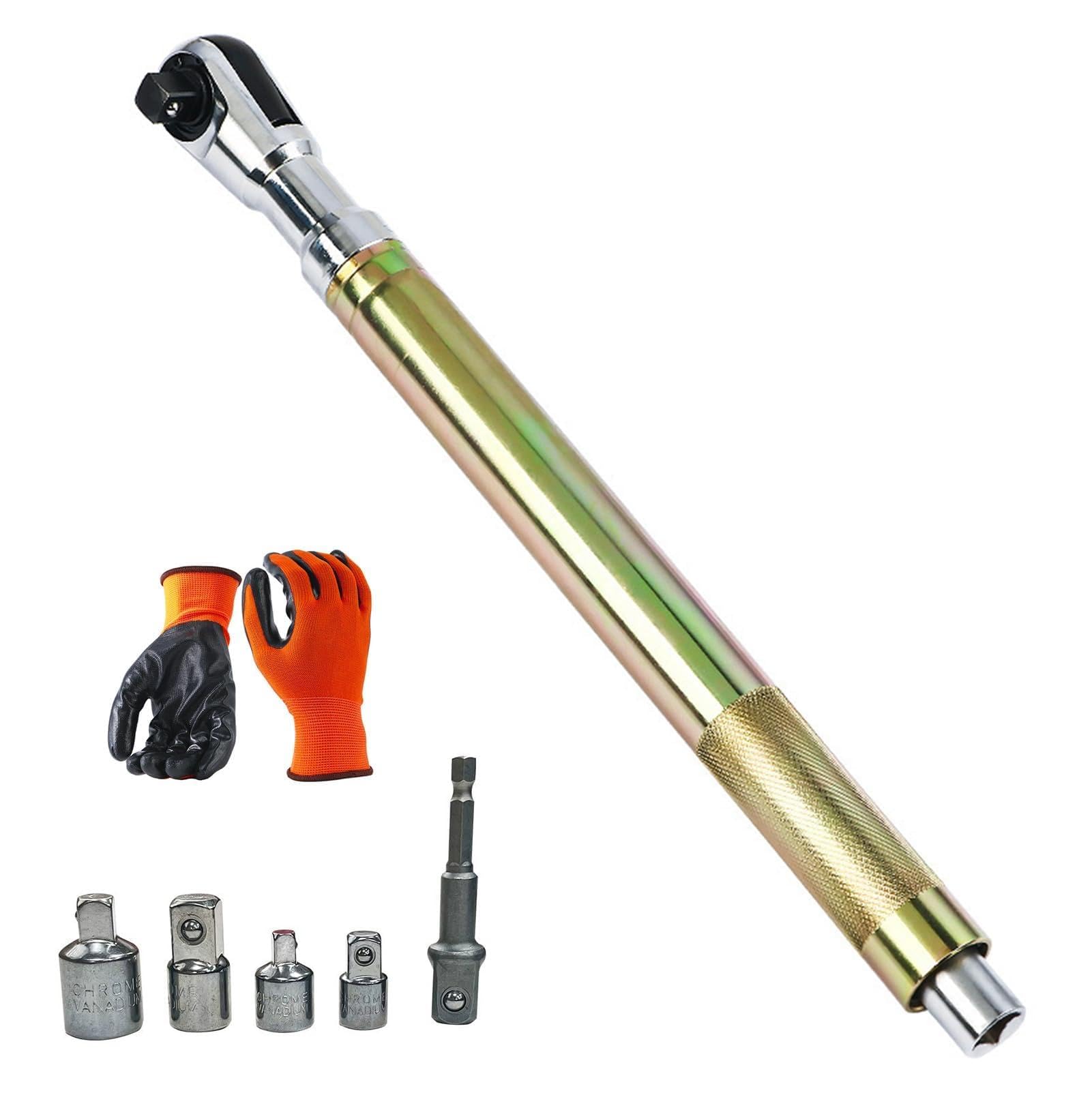 Rallonge Clé à Cliquet 44 cm Offset 1/2" avec Adaptateurs 1/4" 3/8"