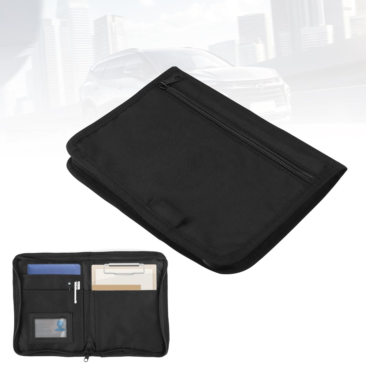 Carpeta de Coche Organizador de Guantera, Organizador Portátil de Documentos Bolsa de Almacenamiento de Documentos para Gafas de Sol, Tarjeta de Identificación