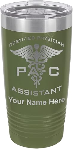 Miniatura 8 de LaserGram Vaso aislado al vacío de 20 onzas, asistente médico certificado PAC, grabado personalizado incluido (coral)