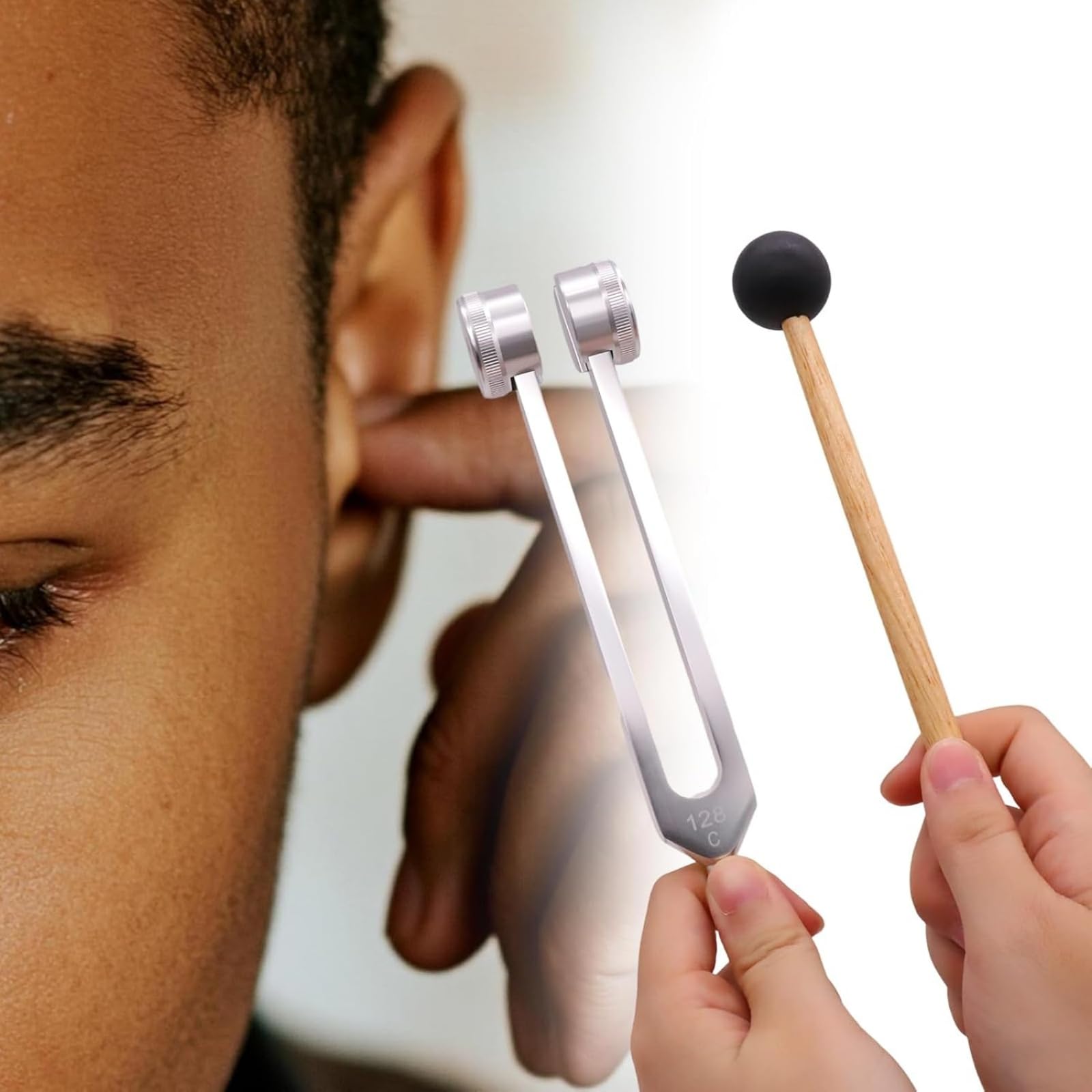Lumyra Instrumento de Sanación 128 Hz,Diapasón de Aluminio 128Hz,Juego Completo con Martillo de Silicona,Bolsa de Almacenamiento y Llave Allen para Meditación y Terapia de Sonido