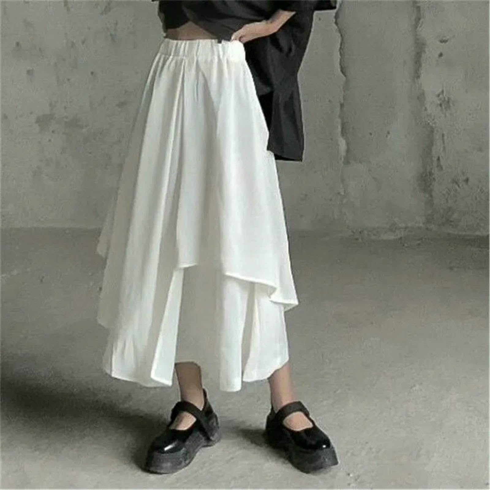 Gonna Lunga Gonne Irregolari Pantaloni Donne Alta Vitta Bianco Nero Marrone Lunghe Plizzate-Brown-XXL