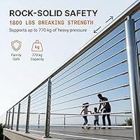 Vista 5 de Cable de acero inoxidable T316 de 200 pies de 1/8 pulgadas con cortador, cuerda de alambre de avión de 7 x 7 hilos para barandilla de cubierta