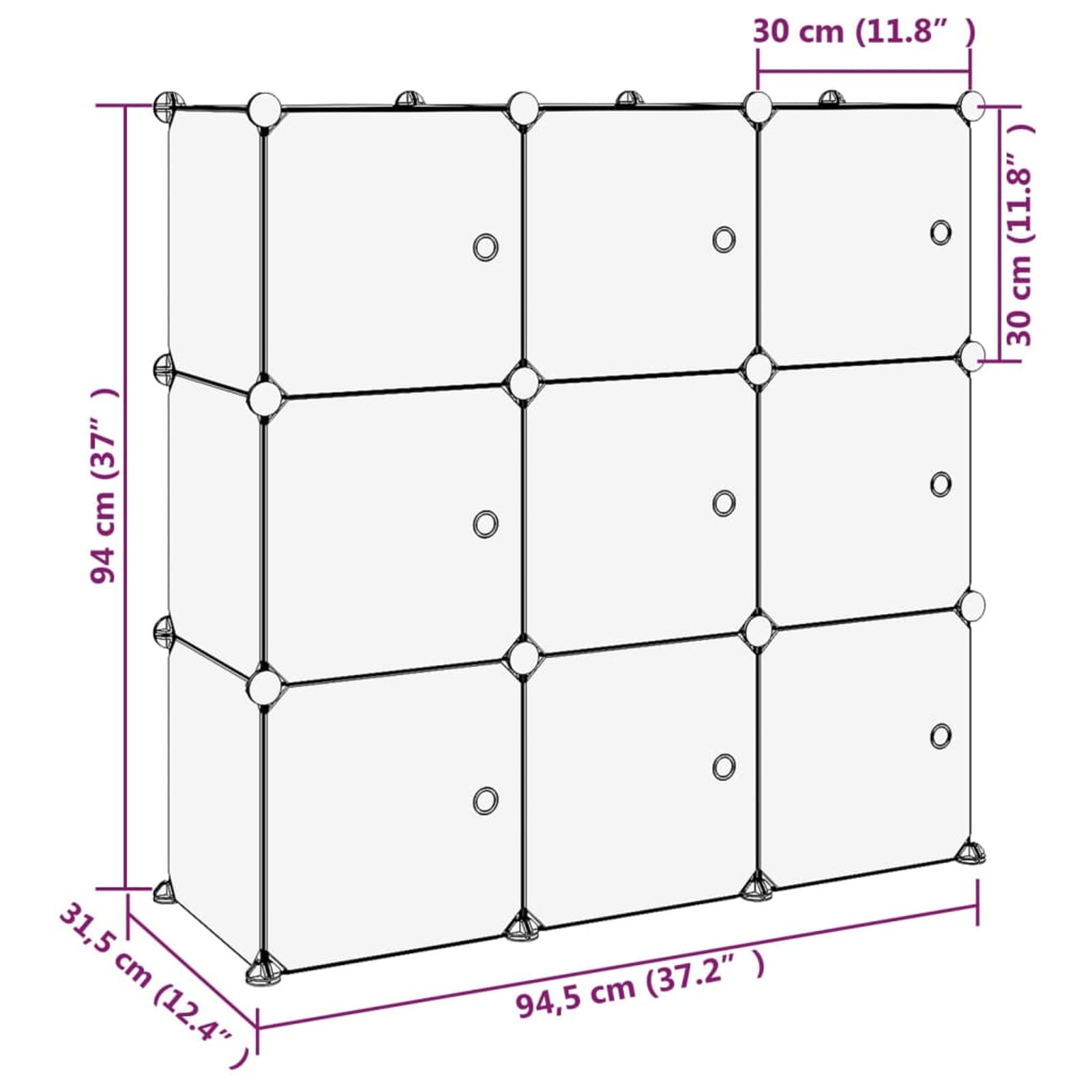 Organizador de Cubos de Almacenamiento Modular - 9 Cubos, Estante de Plástico PP, Resistente, Fácil Montaje, para Hogar y Oficina