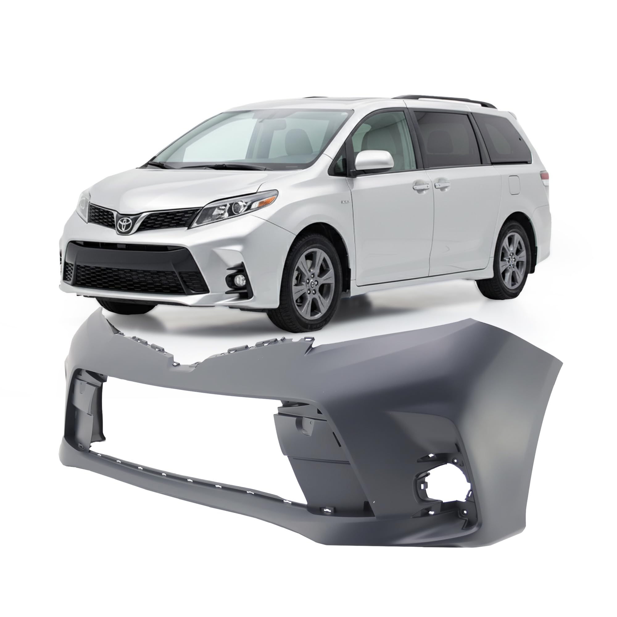 FitParts Compatible with Toyota Sienna 2018–2019 Front Bumper Cover