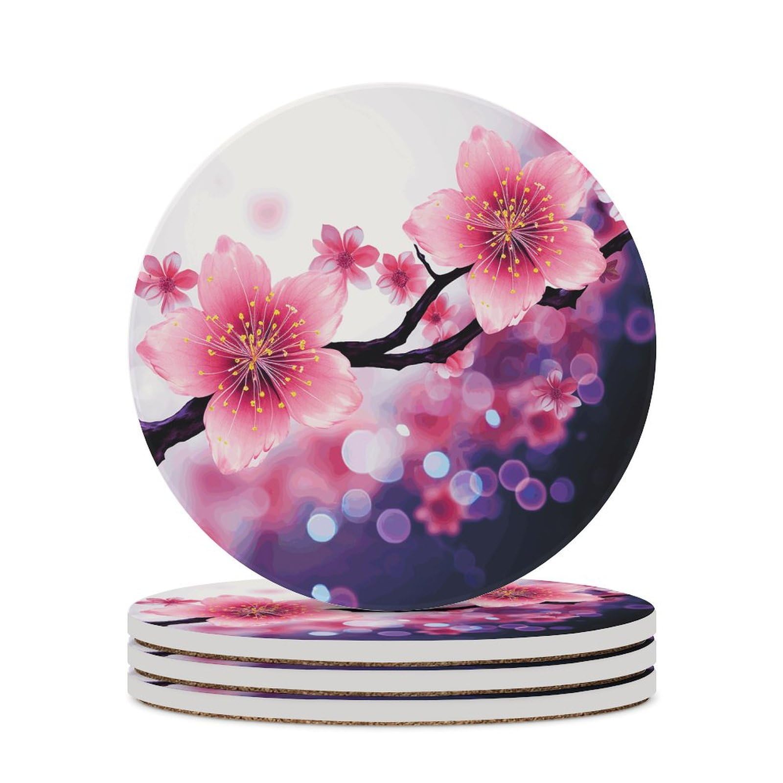 Dessous de verre rond imprimé fleur pour table basse de salon