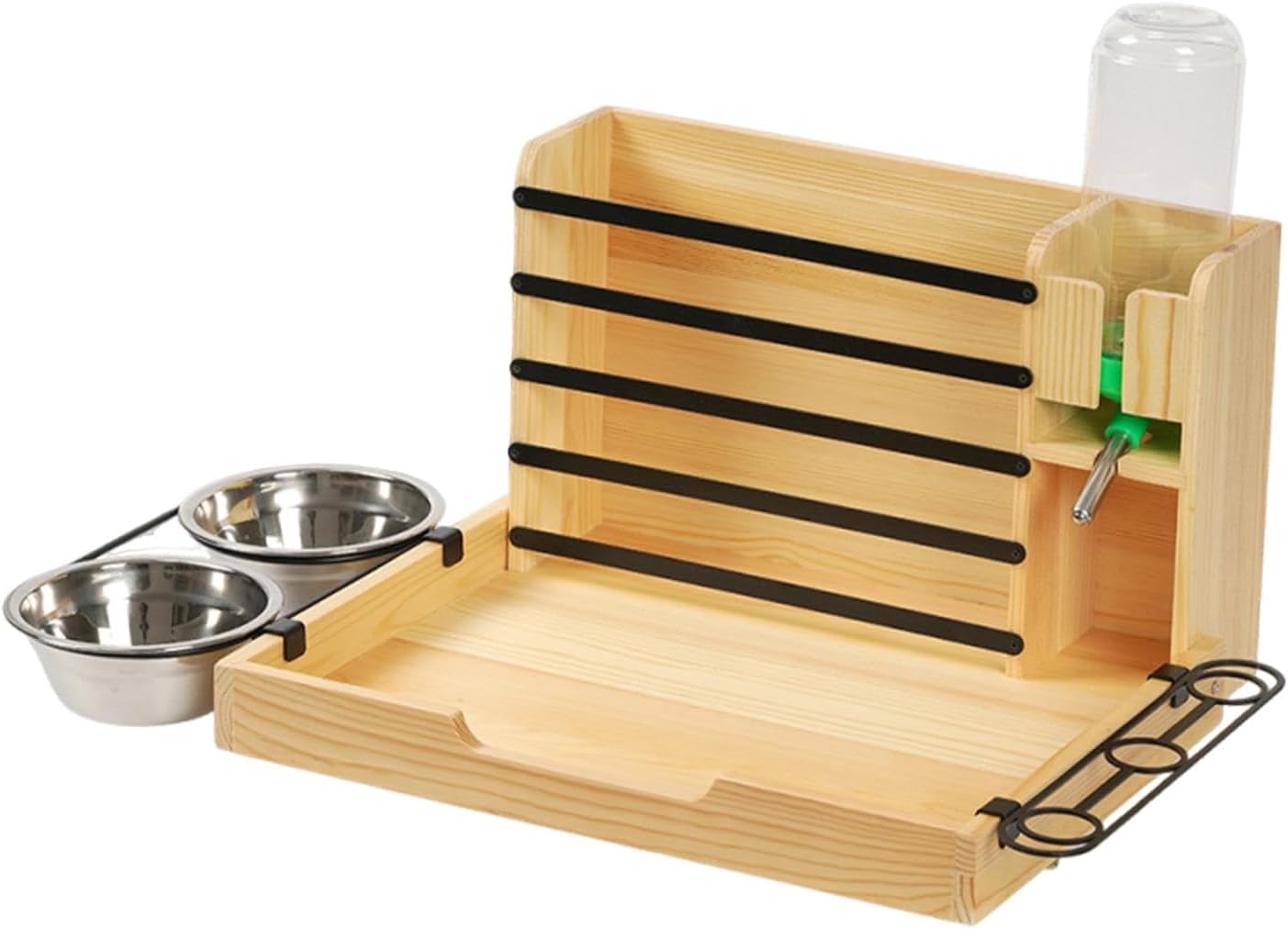 Rabbit Hay Feeder with 2 Bowls and Small Animal Hay Holder Rack Hamster Portable Cage Accessories Water Dispenser