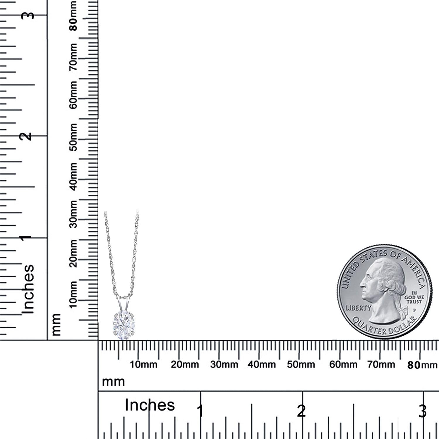 Gem Stone King 14K White Gold Pendant with Chain Set with Forever One White Oval Moissanite from Charles & Colvard (0.90 Cttw) - Image 6