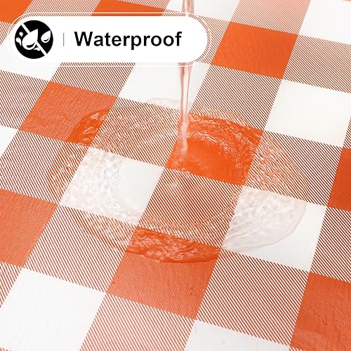 Image of misaya Round Waterproof Vinyl Table Cloth, Flannel Backed Tablecloth