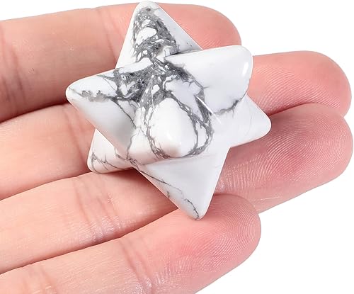 Howlita blanca natural, turquesa, Merkaba, protección de cristal de meditación sagrada, generador de energía, curación de chakras, estrella de seis