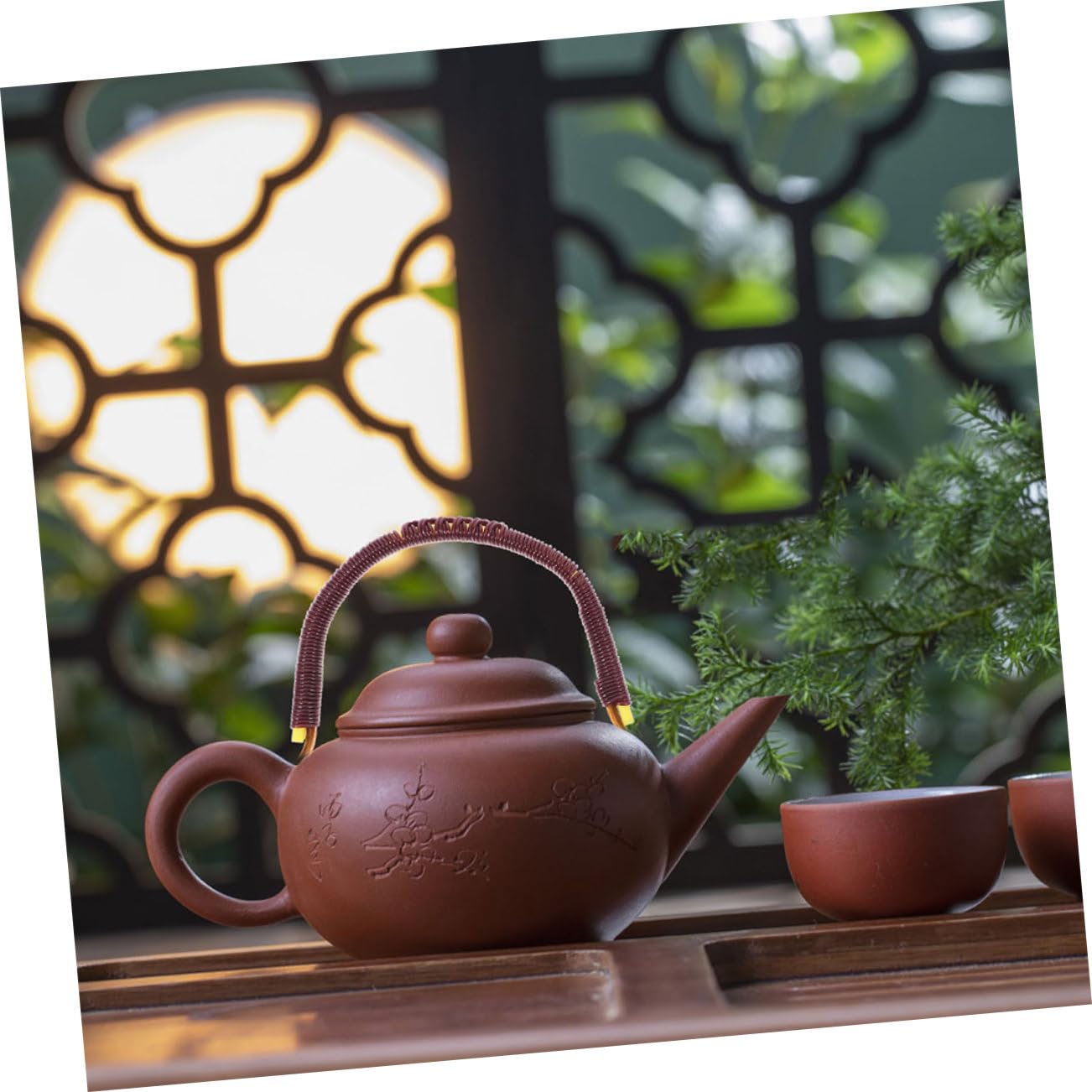 Holibanna Mango de Tetera de Cerámica Trenzado a Mano en Forma de U para Tetera China, Accesorio de 2 Piezas Fácil Vertido Adecuado para Colección de Té