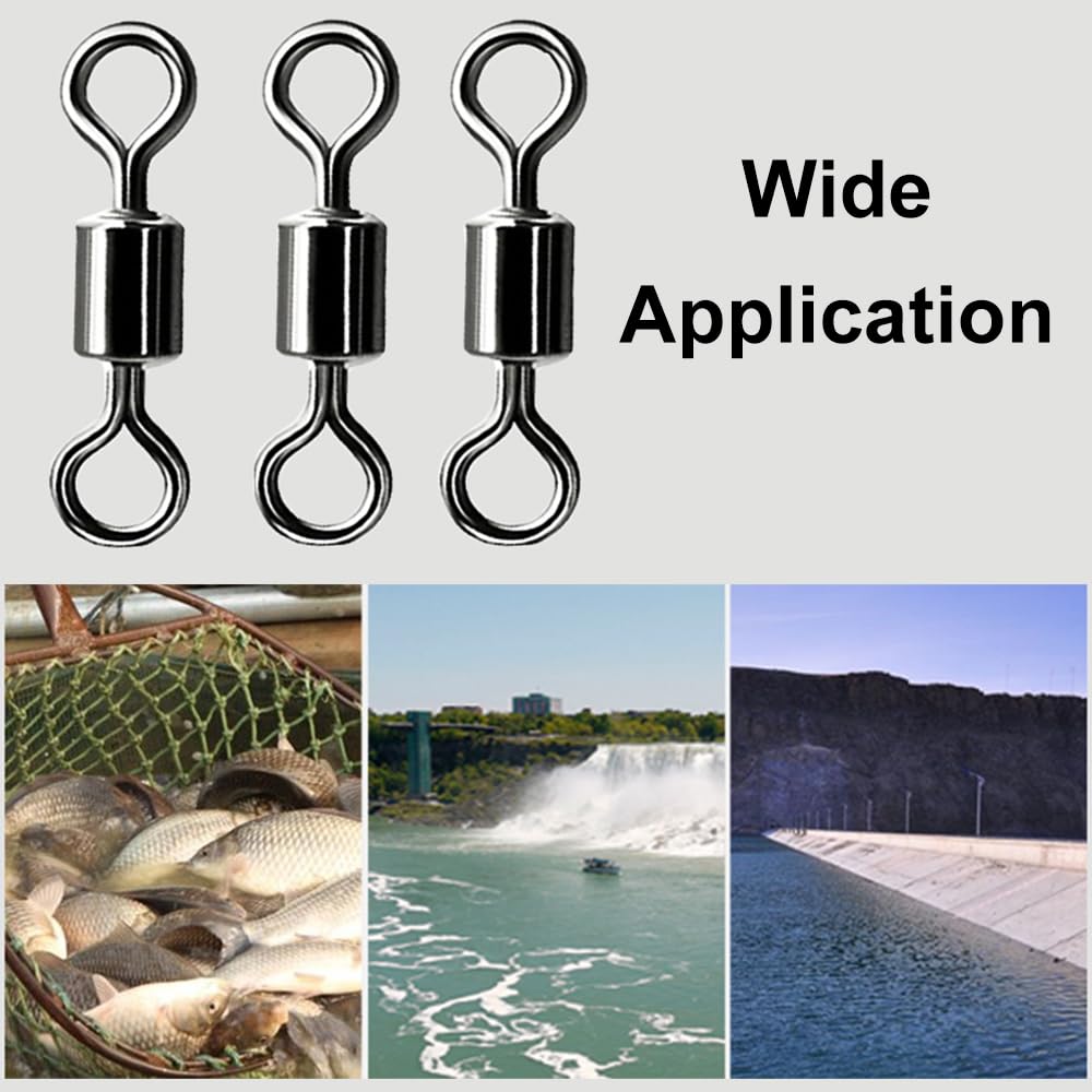 TopHomer 100 conectores giratorios de pesca de alta resistencia, color negro, para pesca en agua salada, agua dulce, mar
