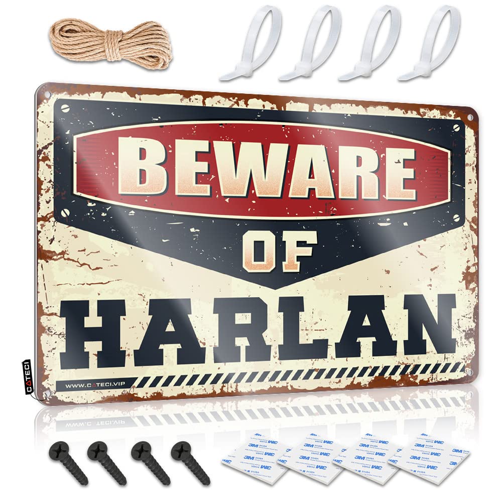 IBWNBBUSN Funny Sogns Beware Of Harlan Tin Sign Cool Signs For Bedroom Bar For Man Cave