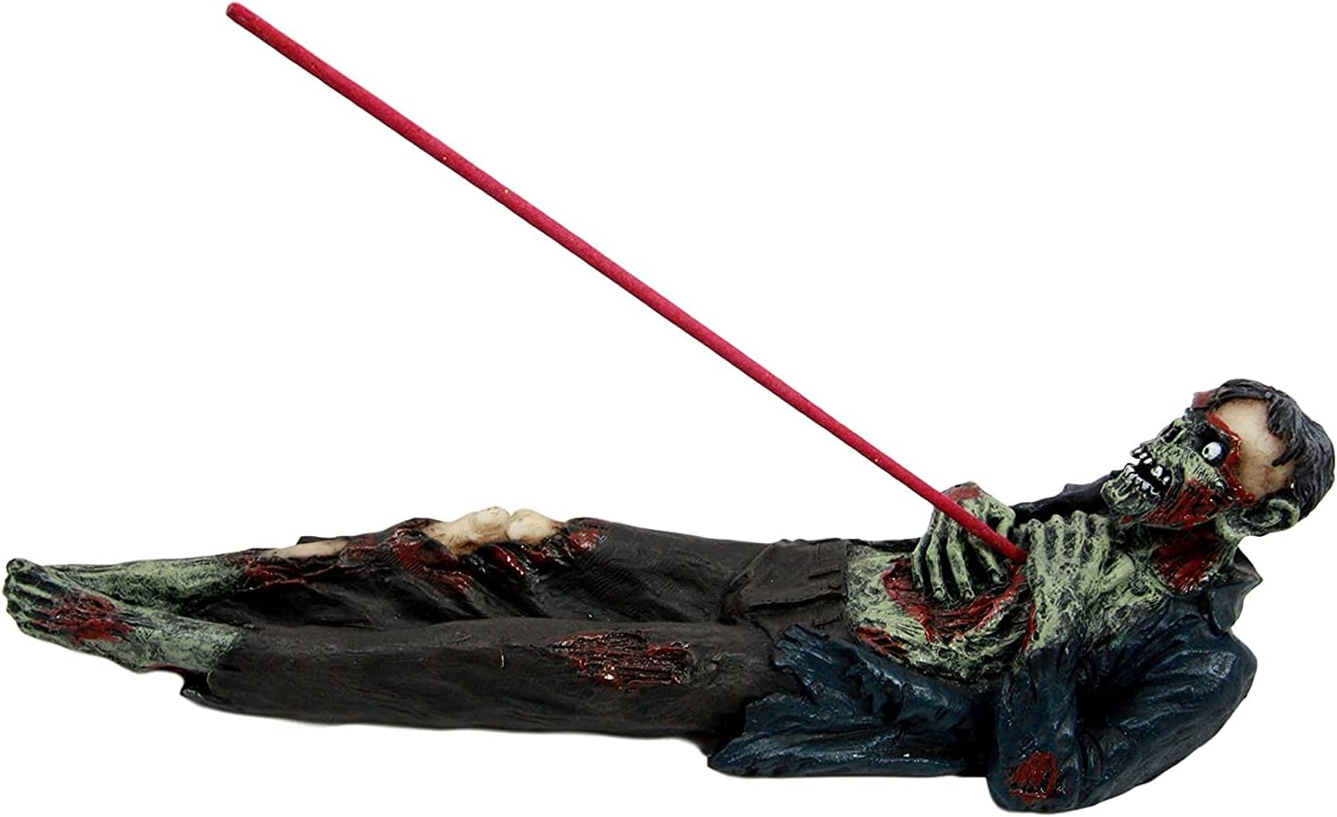 Ebros Gift Zombie Apocalypse Walking Death Undead with Impaled Ripped Chest Incense Stick Burner Holder Figurine 9.5" Long Ossuary Macabre Underworld Themed Aromatherapy Accent Sculpture