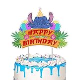 EZParty Happy Birthday Cute Alien Angel Cake Topper Decoration for Kids Party Event Decor (Alien)