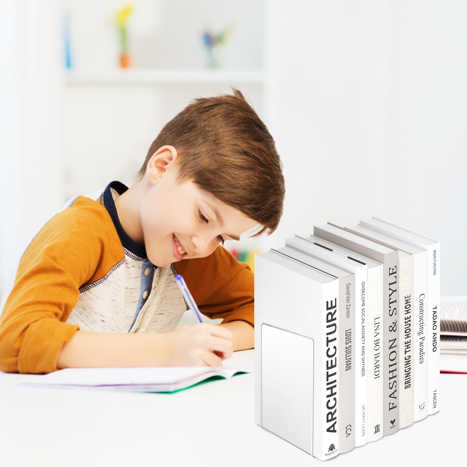 8 Pezzi Fermalibri per Mensole Trasparente in Acrilico, Espositore per Libri in Acrilico, Set di Fermalibri