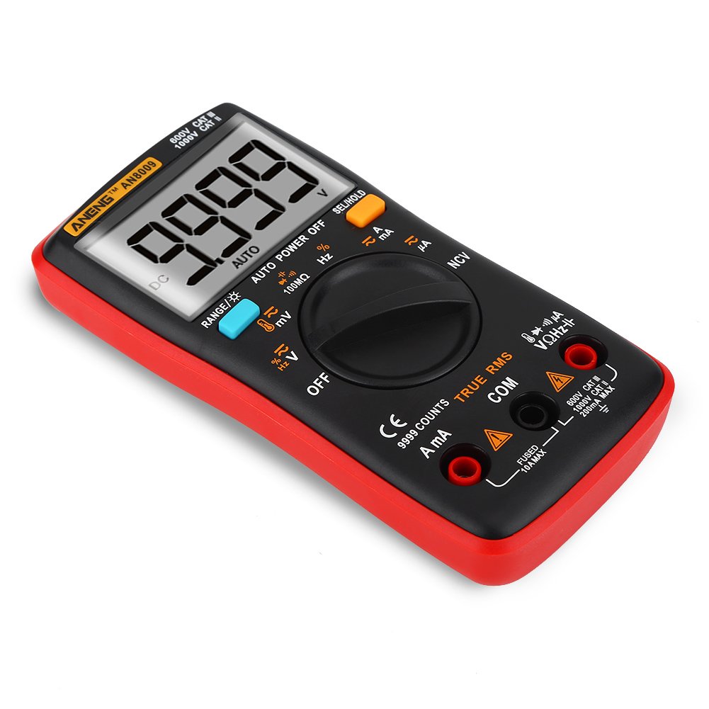 AN8009 - Multimetro Digitale Automatico 9999 Conteggio Vero RMS AC/DC Tensione HFE (Rosso)