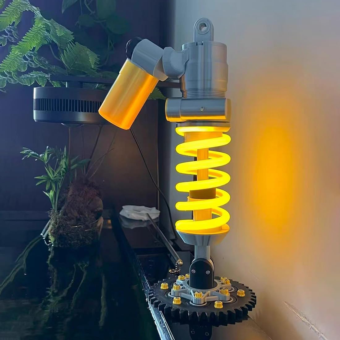 Lampada da scrivania a LED con ammortizzatore per stampa 3D, luce notturna a LED in stile industriale, pressione dell'aria regolabile, per sala giochi, garage e amanti dell'auto