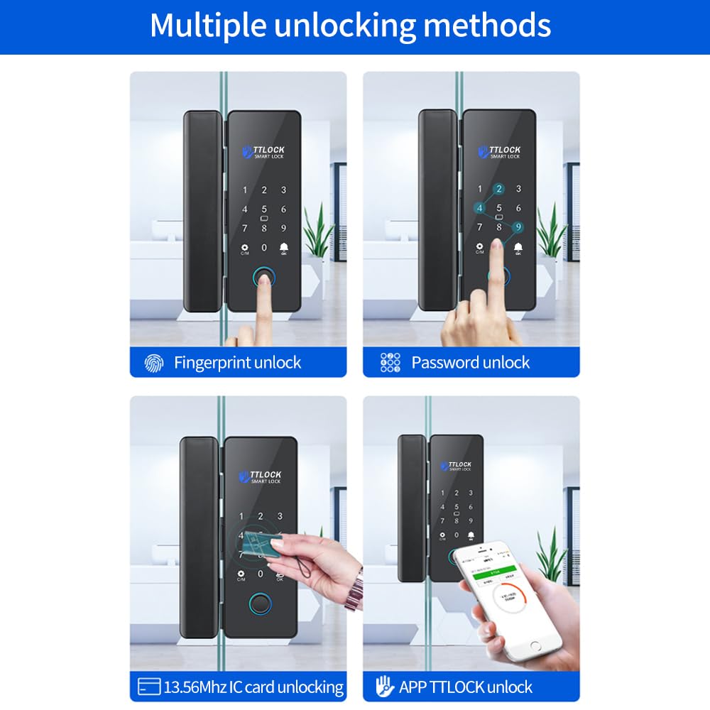 Kontrola odblokowania Bluetooth Inteligentny zamek do drzwi szklanych Elektroniczny biometryczny odcisk palca Hasło elektryczne, Odporny na warunki atmosferyczne(D)