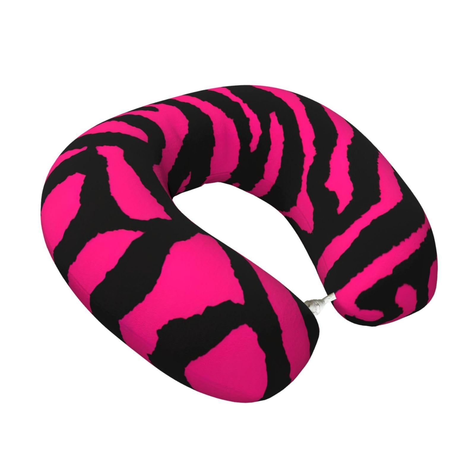 Yyoretp Zebra Tiger Leopard pink Print Travel Pillow Pure Memory Foam Neck Pillows Portable Headrest for Airplane