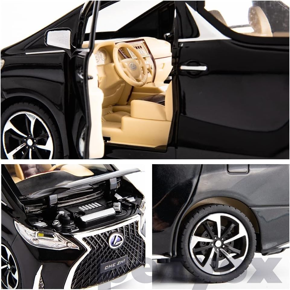 Image of Model Car 1 /24 Lexus LM300 Alloy Pull Back Metal Collectible Toy Car with Light and Sound Toy Vehicle Door Can be Opened-Black (Black)