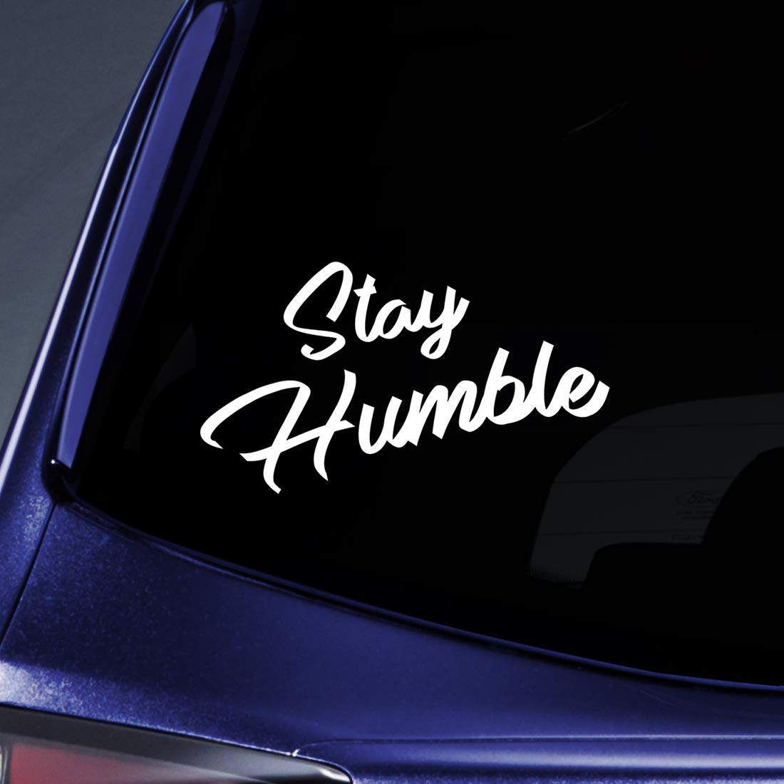 Autocollant Stay Humble anti-bulles blanc pour ordinateur portable et auto