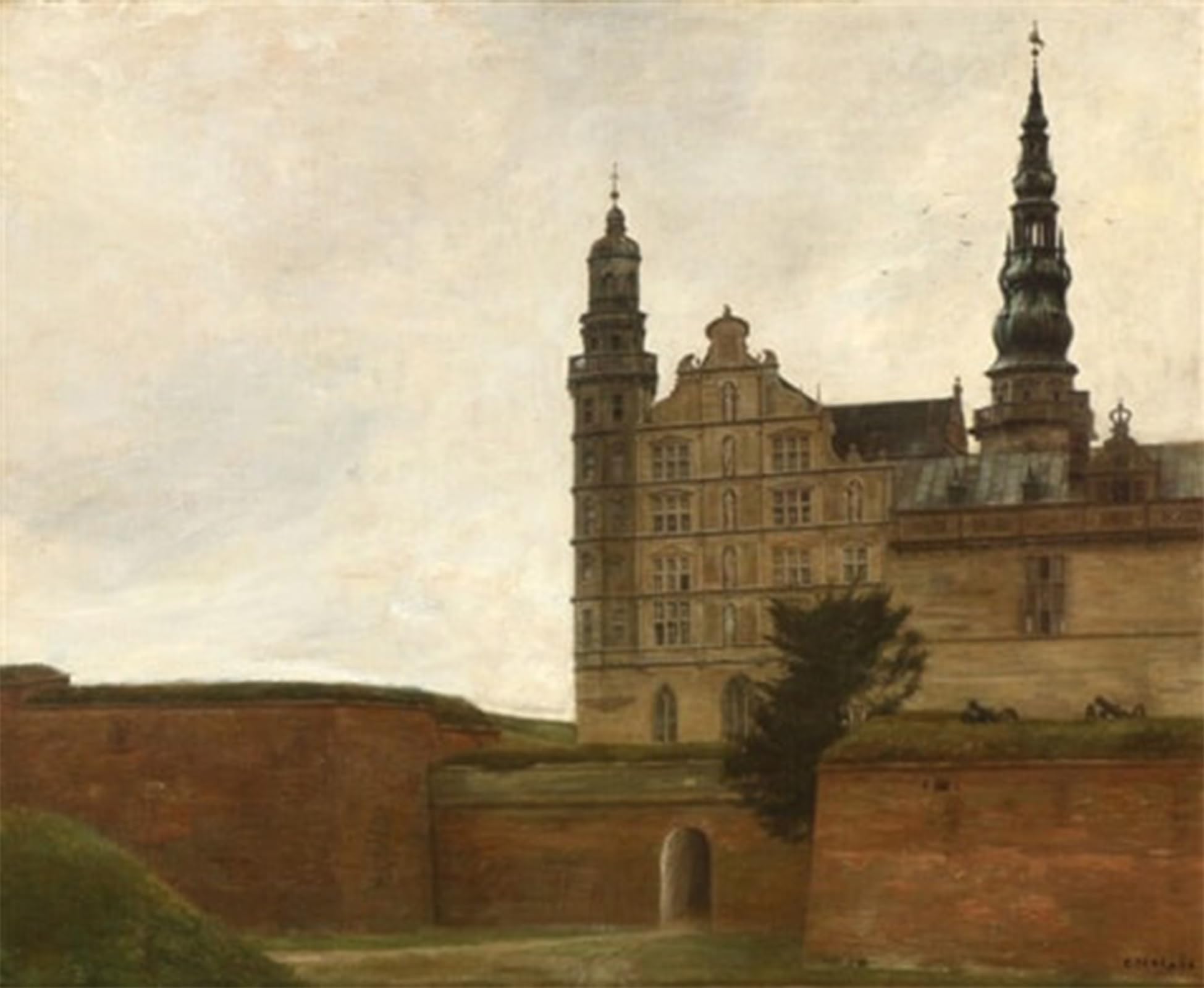 SERENDIPITP Vintage Wall Art Canvas Nordic Poster Canvas Print Picture View From Kronborg Castle in Elsinore by Carl Vilhelm Holsoe Wall Art Poster for Home Decor 60x90cm