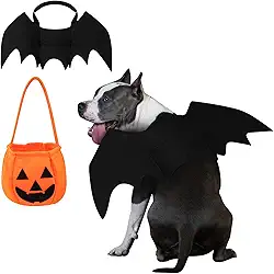 Fantasia de morcego de cachorro, fantasia de Halloween, asas de morcego, asas de morcego, asas de morcego, cosplay de asas de morcego, asas de morcego, para cães, festa de Halloween com sacos de doces