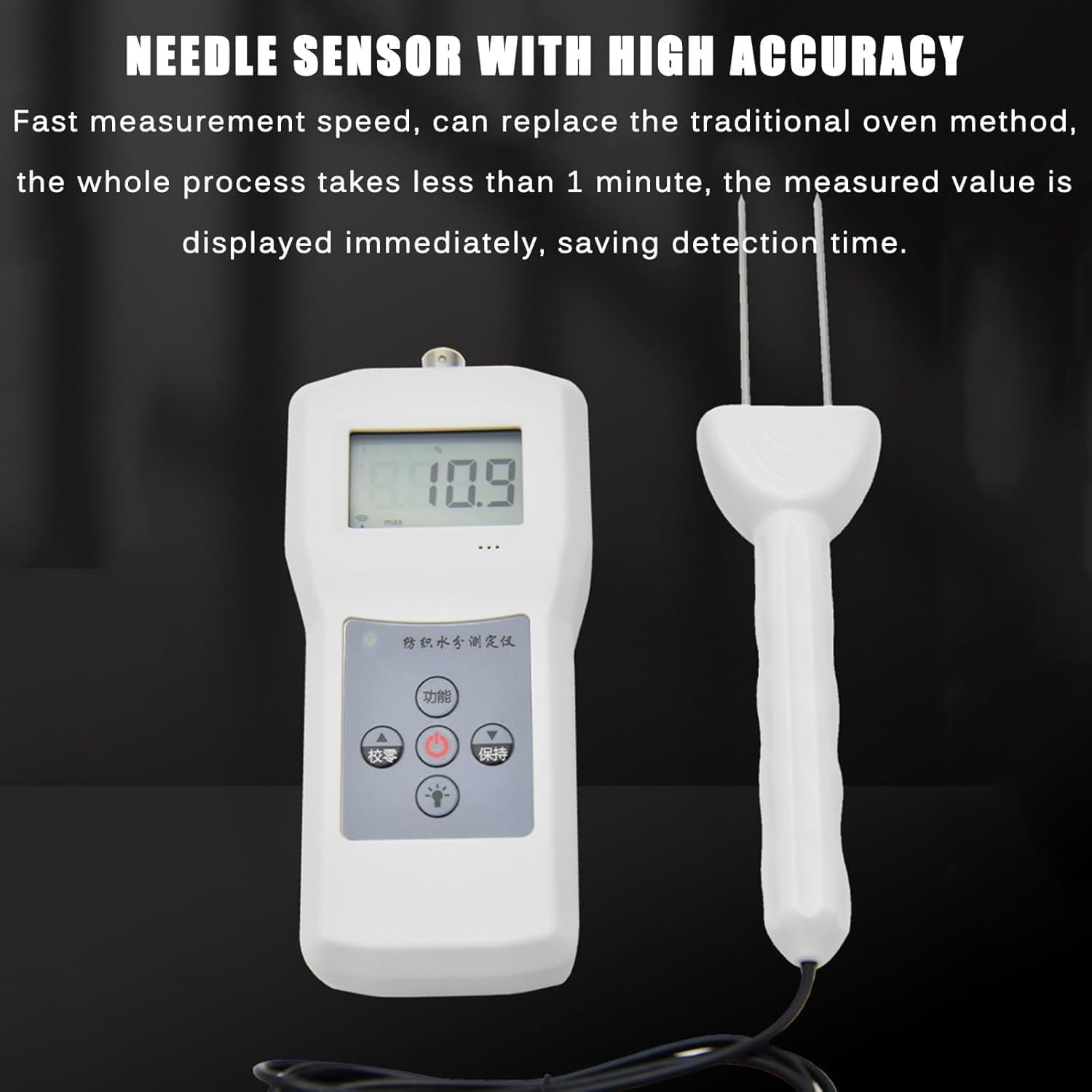 Medidor De Humedad Para Algodón, Medidor De Humedad Textil, Rango De Medición 4~90%, Precisión: ±0,5%, Compacto Y Ligero, Con Pantalla Lcd Retroiluminada, Para Algodón, Husos De Hilo, Textiles De