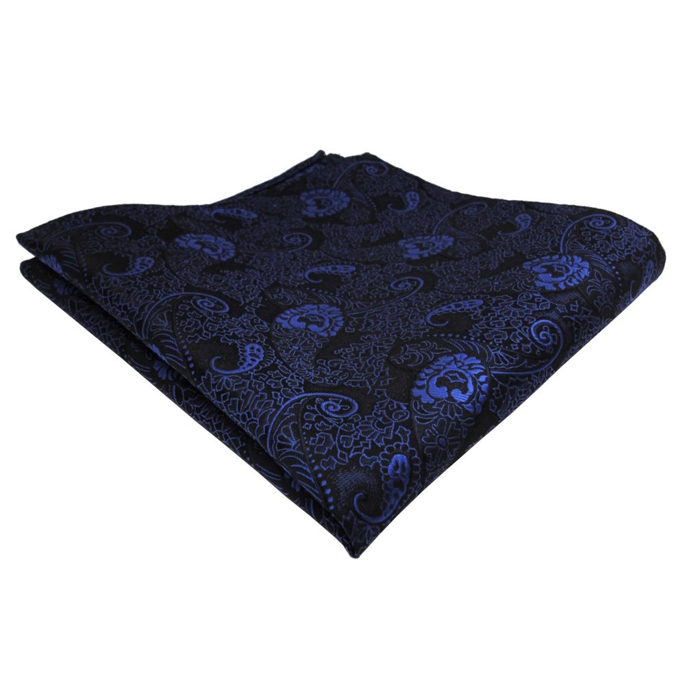 TigerTie Einstecktuch Blau Dunkelblau Schwarz Paisley, Polyester, ca. 30×30 cm