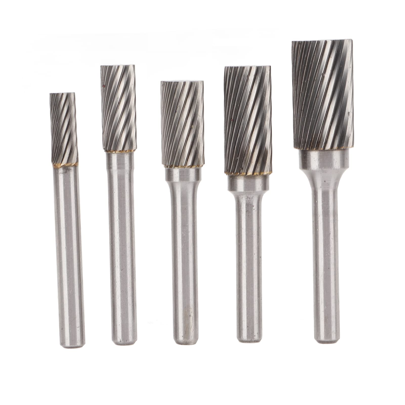 Ausla Hartmetall-Frässtift-Set, Einzelschnitt-Rotationsfeile, 5-teilig, Hartmetall mit 6-mm-Schaft, 6-mm- Bis 14-Köpfe Zum Gravieren, Polieren, Bohren, Schleifen auf Metallbearbeitungswerkzeugen