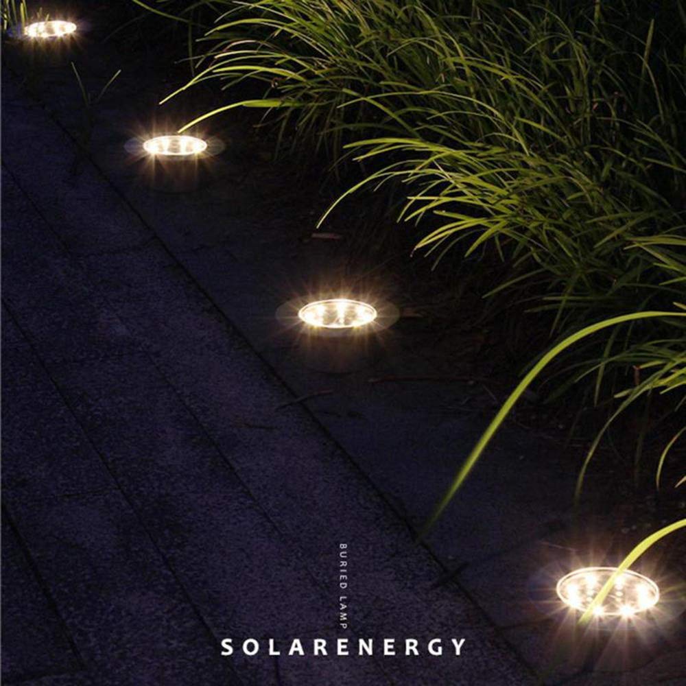 8LED Solaire IP65 lumière souterraine extérieure Jardin étanche Pathway Buried Chemin Lampe Spot encastrable Creusée éclairage paysager,Warm White,4PC