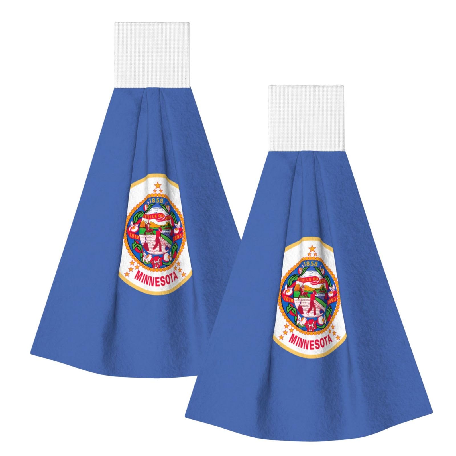 DUWAA Minnesota State Flag Print Hanging Hand Towel Quick Dry Bathroom Towel Soft Kitchen Towel