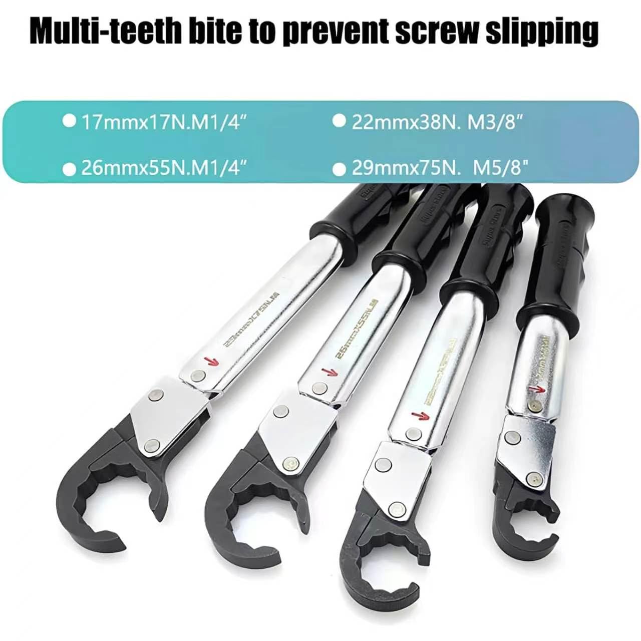 Juego de Llaves de Torque de Carraca 18-75 Nm, Llave Ajustable en Nm de Extremo Abierto para Servicio HVAC para Tubo de Cobre de 1/4", 3/8", 1/2", 5/8", para Aire Acondicionado