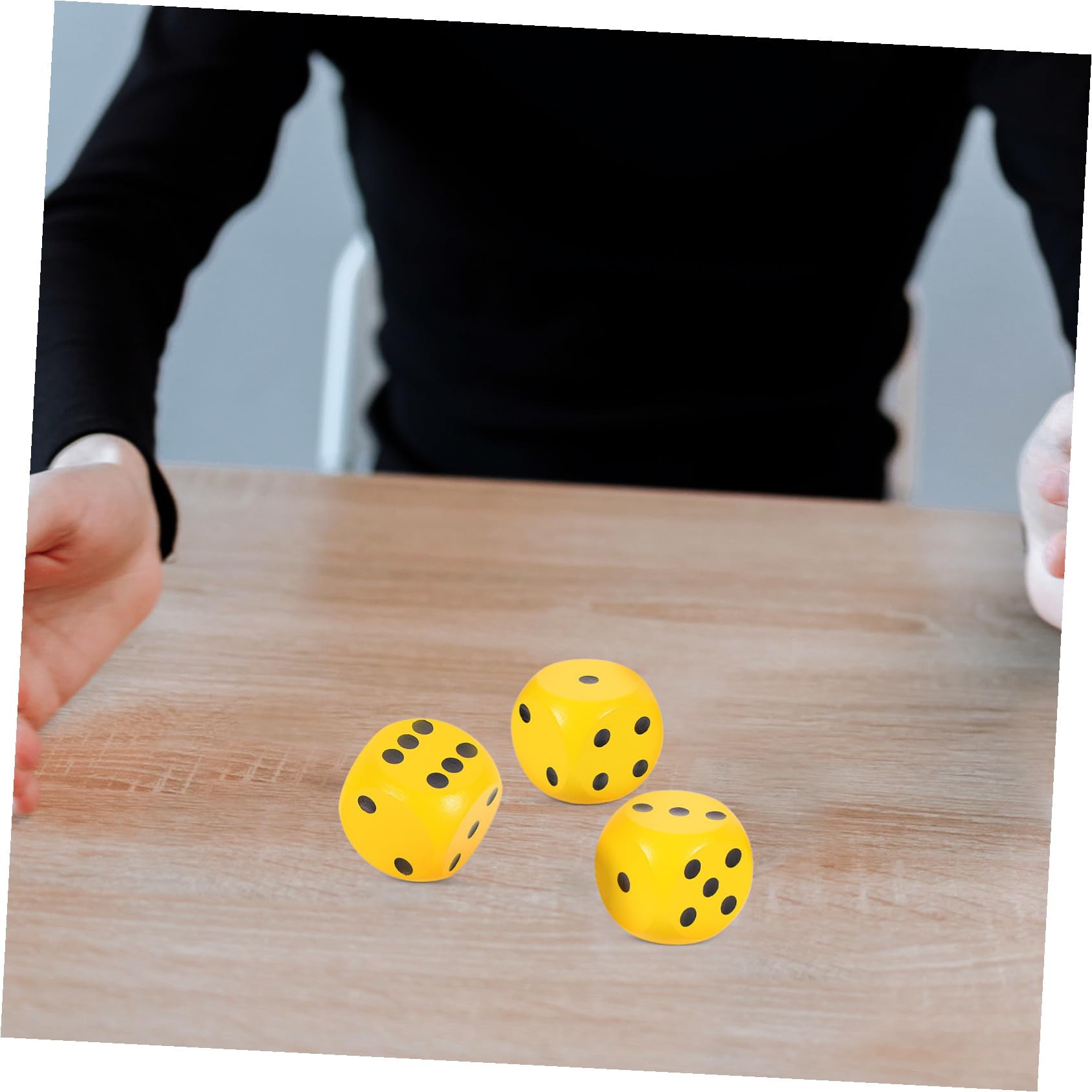 Dés en Bois 4cm, Lot de 3 Pièces, Jaune, pour Jeu de Société