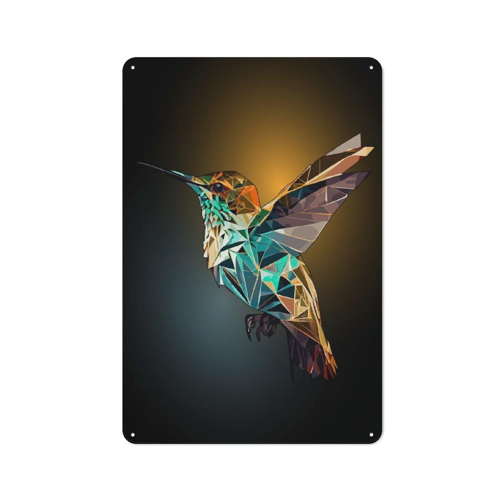 Junmoney Style-3 Geometric Hummingbird Art Rustic Tin Sign 30X20cm For Café Or Home Bar, Suited To Hospitality Decor Collectors