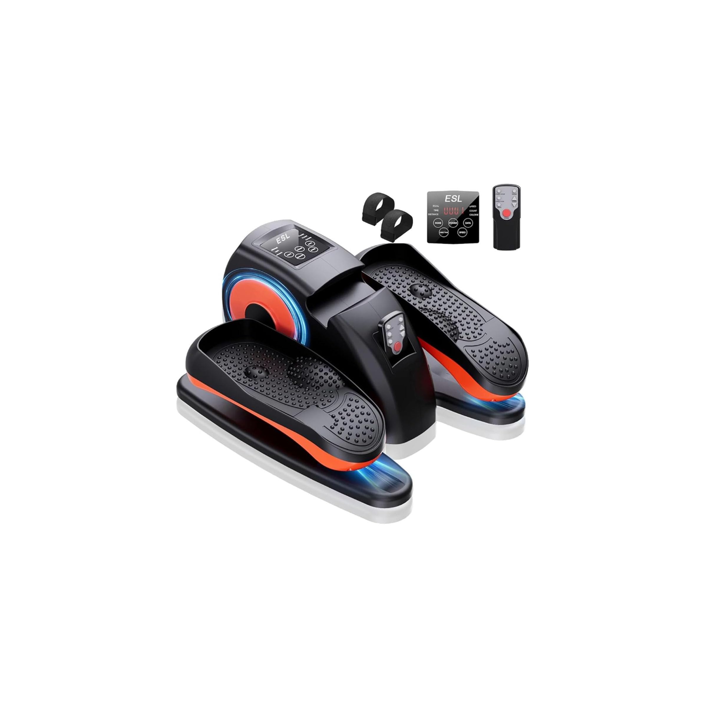 ESL Under Desk Elliptical - Portable Leg Exerciser for Seniors, Assembled Seated Elliptical with Remote Control, LCD Display Electric Elliptical Trainers with Traction Straps