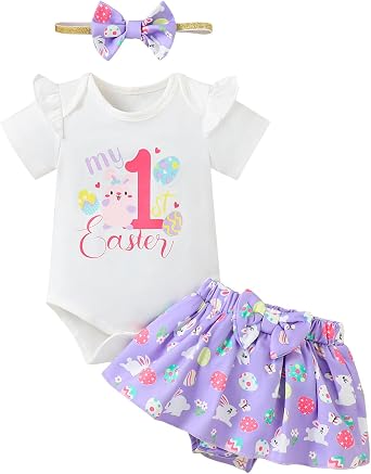 Baby Girl Easter Outfit Infant 1st Easter Clothes Girl Bunny Skirt Set