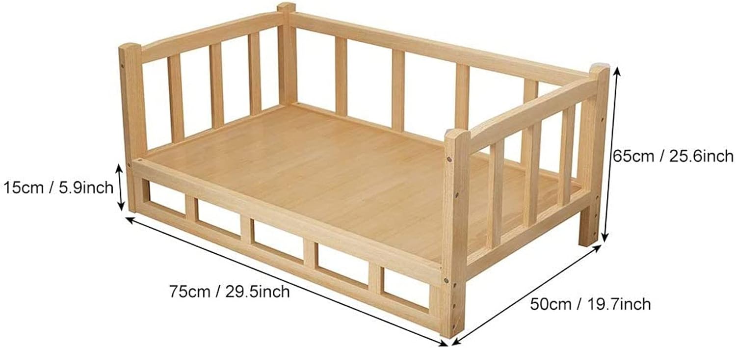 Dog Bed Wooden Pet Dog Bed Elevated Dog Bed Pet Sofa Bed Couch with Guard Rail Pet Couch Kennel Pet for Cats and Medium Large Dogs for Dogs Pet Cat ()