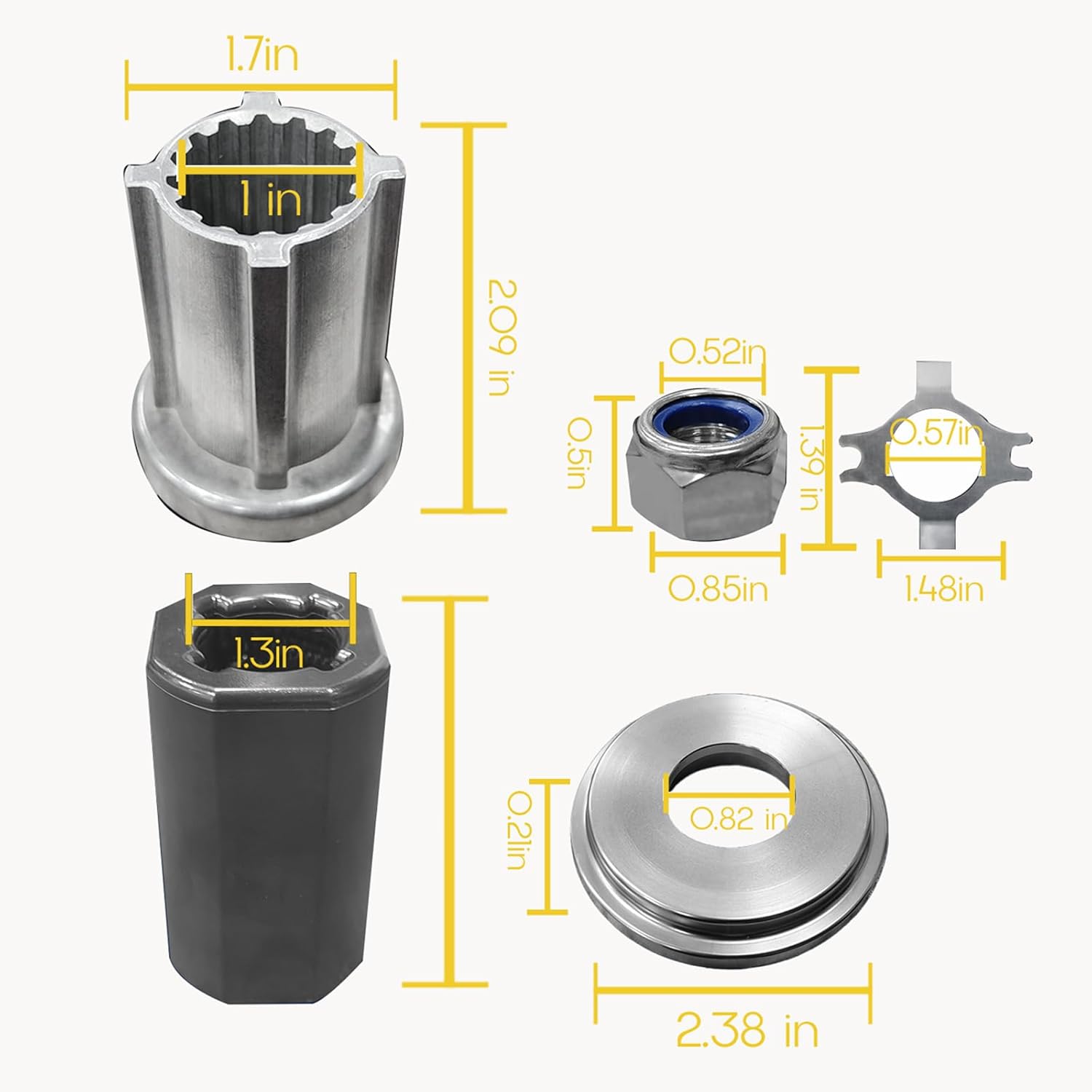 Marine Upgrade 835257K1 Flo-Torq II Hub Kits fit for Mercury 70-300 HP Outboard Boat Motors, Compatible with Mercruiser Alpha, Alpha One & Bravo One, 15 Spline Tooth