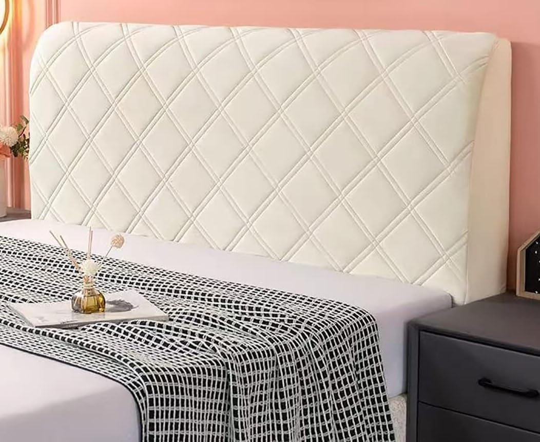 Bed Headboard Covers,Dustproof Protector Cover,Headboard Slipcover, Bed Headboard Cover Protector Padded Velvet Solid Color Quilted Bed Head Covers (Color : Pink, Size : 120x65cm) (Color : Pink (