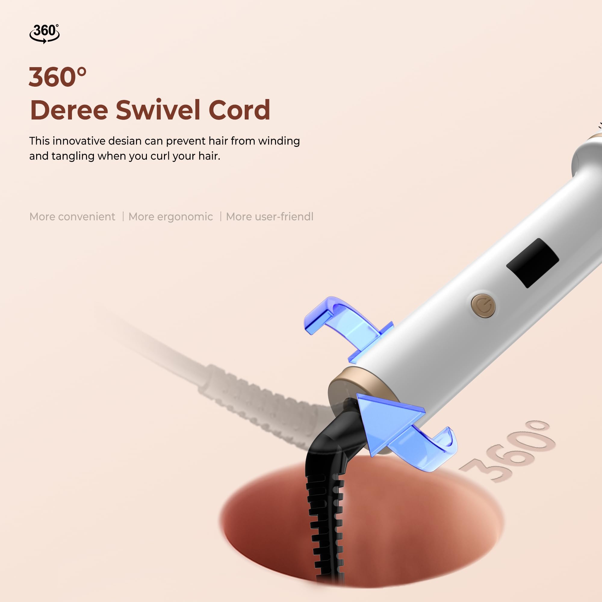 Spazzola termica 3 in 1, 38 mm, spazzola per ricci, display LCD 120 – 200 °C, aumenta il volume dei capelli, ricci sciolti, capelli lisci, dimensioni compatte leggere, doppia tensione, adatto per