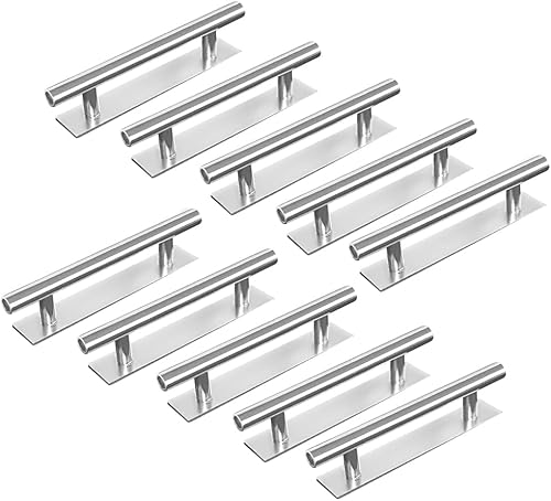 DBTHTSK Paquete de 10 manijas autoadhesivas de plástico ABS para armario, cajón de gabinete instantáneo (plateado)