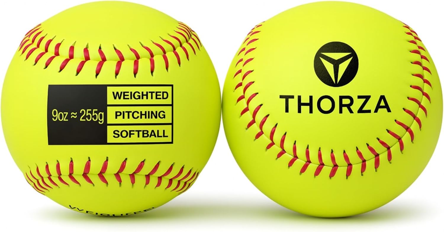 Thorza 12" Weighted Training Softballs - Training Balls to Increase Pitch Velocity & Arm Strength - Durable Softball Practice Equipment for Pitchers of All Skill Levels