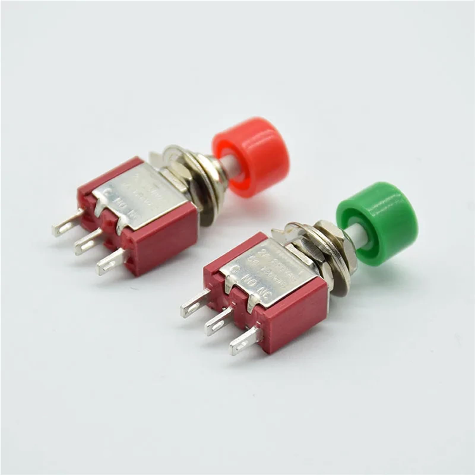 5 mini chwilowych automatycznych przełączników przyciskowych C-NO-NC 6 mm, ON-2A 250 VCA/5A 120 VCA (5 czerwony)